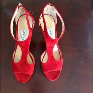 Jimmy Choo Red Suede Stiletto Sandals 39